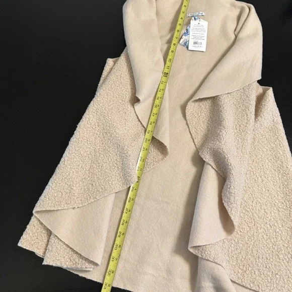 Catherine Lillywhite's Womens Beige Draped Waterfall Vest Made in Italy OSFM - Picture 6 of 6